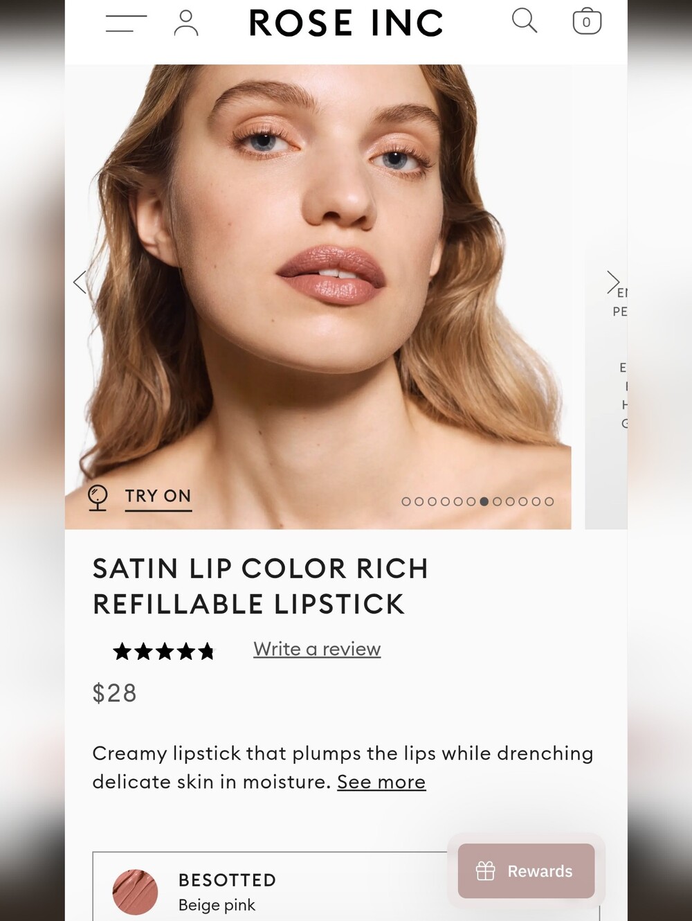 Rose Inc Satin Lip Color Rich — Warm Nude Pink